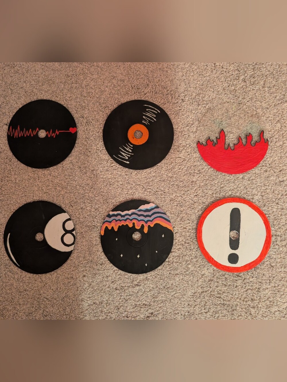 Hand-Painted Black Vinyl Wall Decor with Multicolor Drip Accent